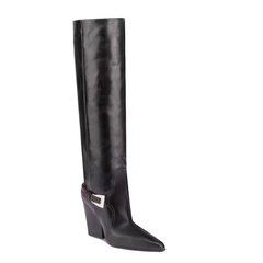 Buckled Block Heel Knee High Boots