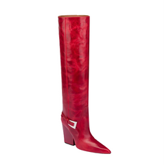 Buckled Block Heel Knee High Boots