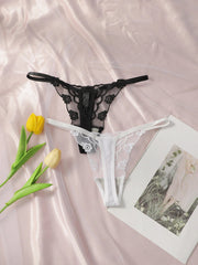 2PCS Elegant Floral Lace Women's Thong