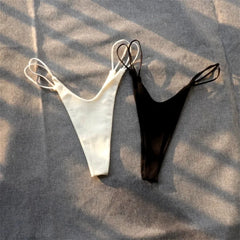 2PCS Sexy High Cut Double-layer Cotton Thong