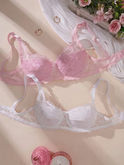 2PCS Women's Floral Lace Bra