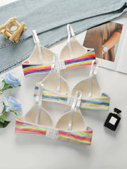 3 Pack Women Rainbow Striped Bra