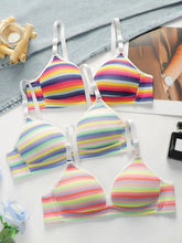 3 Pack Women Rainbow Striped Bra