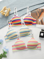 3 Pack Women Rainbow Striped Bra