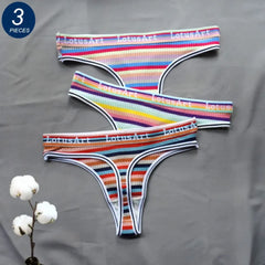 3 Pcs Brazilian Women Stripe Underwear