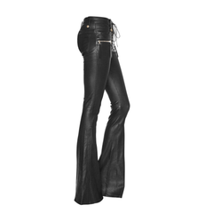 Lace Up Leather Flared Pants