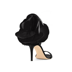 Flower Embellished Mid Heel Sandals - 7.5cm