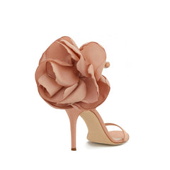 Flower Embellished Mid Heel Sandals - 7.5cm