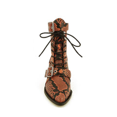 Printed Cut Out Biker Ankle Western Cowboy Boots