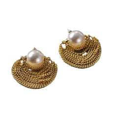 Pearl And Chain Earrings - Pair