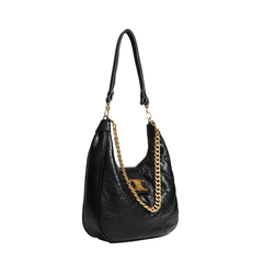 Quilted Metal Lock Cross Body Bag