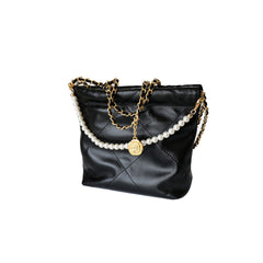 Chain And Pearl Quilted Cross Body Bag