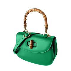 Bamboo Lock Leather Tote Bag - Large