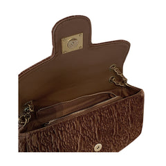 Metal Lock Velvet Cross Body Bag