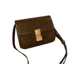 Metal Lock Leather Cross Body Bag