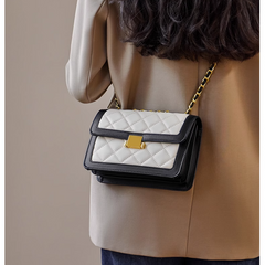 Metal Lock Quilted Cross Body Bag