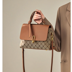 Metal Lock Printed Cross Body Bag