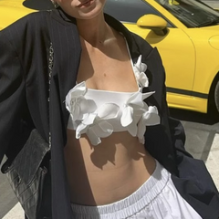 Flower Embellished Cropped Cami Top