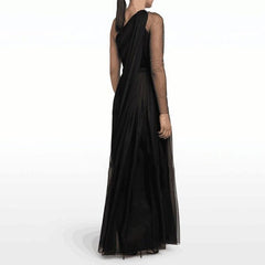 Asymmetric Sleeves Evening Dress Gown