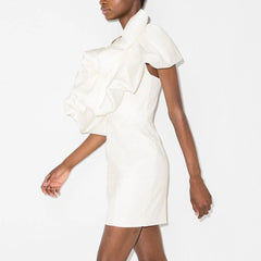 Ruffled Off Shoulder Mini Evening Dress