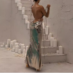 Lace Up Long Cami Dress