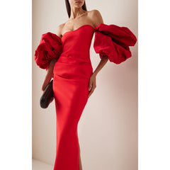 Bell Sleeves Off-Shoulder Evening Dress Gown