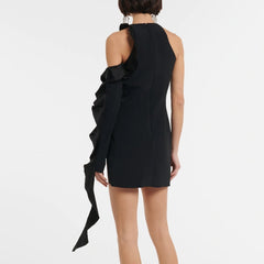 Ruffled Mini Evening Dress Gown