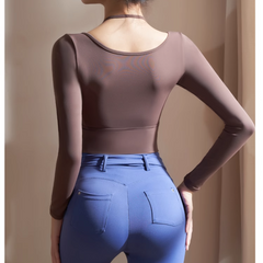 Yoga Pilates Double Layers Fitted Fitness Top