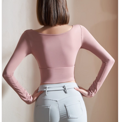 Yoga Pilates Double Layers Fitted Fitness Top