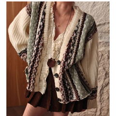 Printed Oversized Knitwear Cardigan