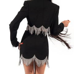 Diamante Fringed Cropped Blazer