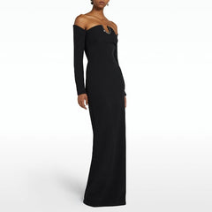 Off-Shoulder Maxi Evening Dress Gown