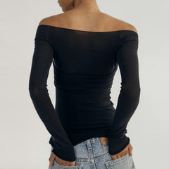Off-Shoulder See-Through Top
