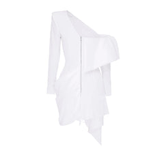 Ruffled Off-Shoulder Evening Dress Gown