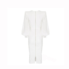 Long Sleeves Midi Evening Dress Gown