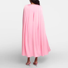 V Neck Cape Evening Dress Gown