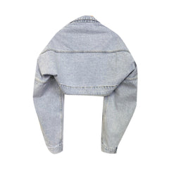 Long Sleeves Denim Copped Top