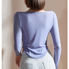 Yoga Pilates Asymmetric Hem Fitted Fitness Top