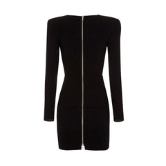 Long Sleeves Mini Evening Dress Gown