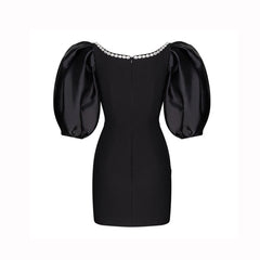 Puff Sleeves Mini Evening Dress Gown