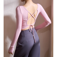 Yoga Pilates Back Cross Fitted Fitness Top