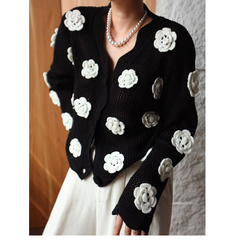 Flower Embellished Knitwear Cardigan