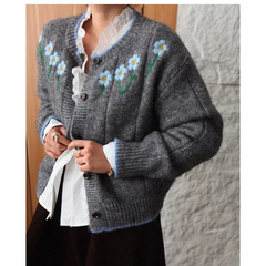 Flower Embroidery Knitwear Cardigan