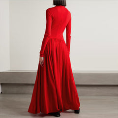 Fold Hem Maxi Evening Dress Gown