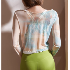 Yoga Pilates Gradient Color Fitted Fitness Top