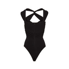 Flower Embellished Cut Out Bodysuit