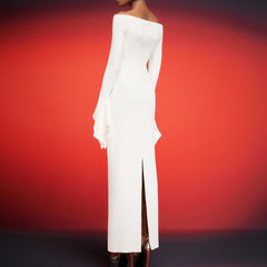 Off-Shoulder Bell Sleeves Evening Dress Gown