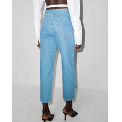 Cut Out Straight Leg Jeans