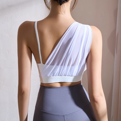 Yoga Pilates Mesh Spliced Fitted Sports Bra