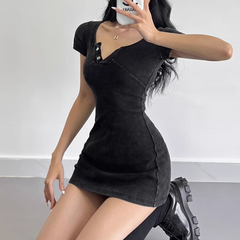V Neck Mini Dress